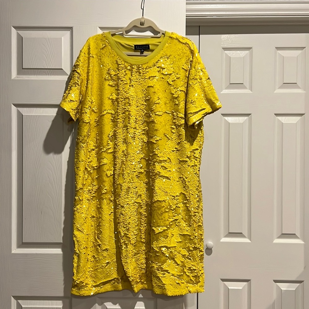 ELOQUII Yellow sequined t-shirt dress